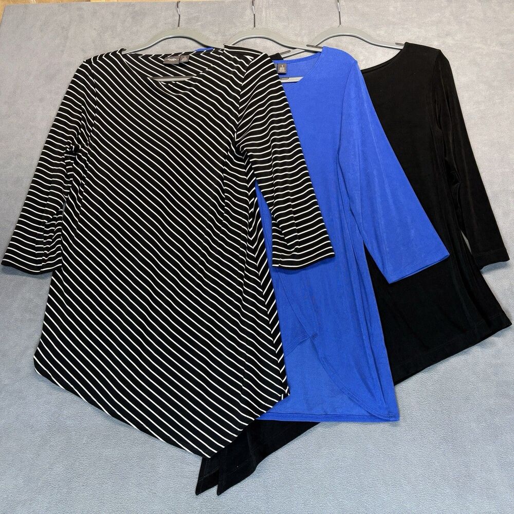 Bundle of 3 Chicos Travelers Tops Size 1 Size Small Asymmetrical‎ Tunic Shirts